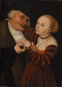 Hombre viejo y niña de Lucas Cranach the Elder